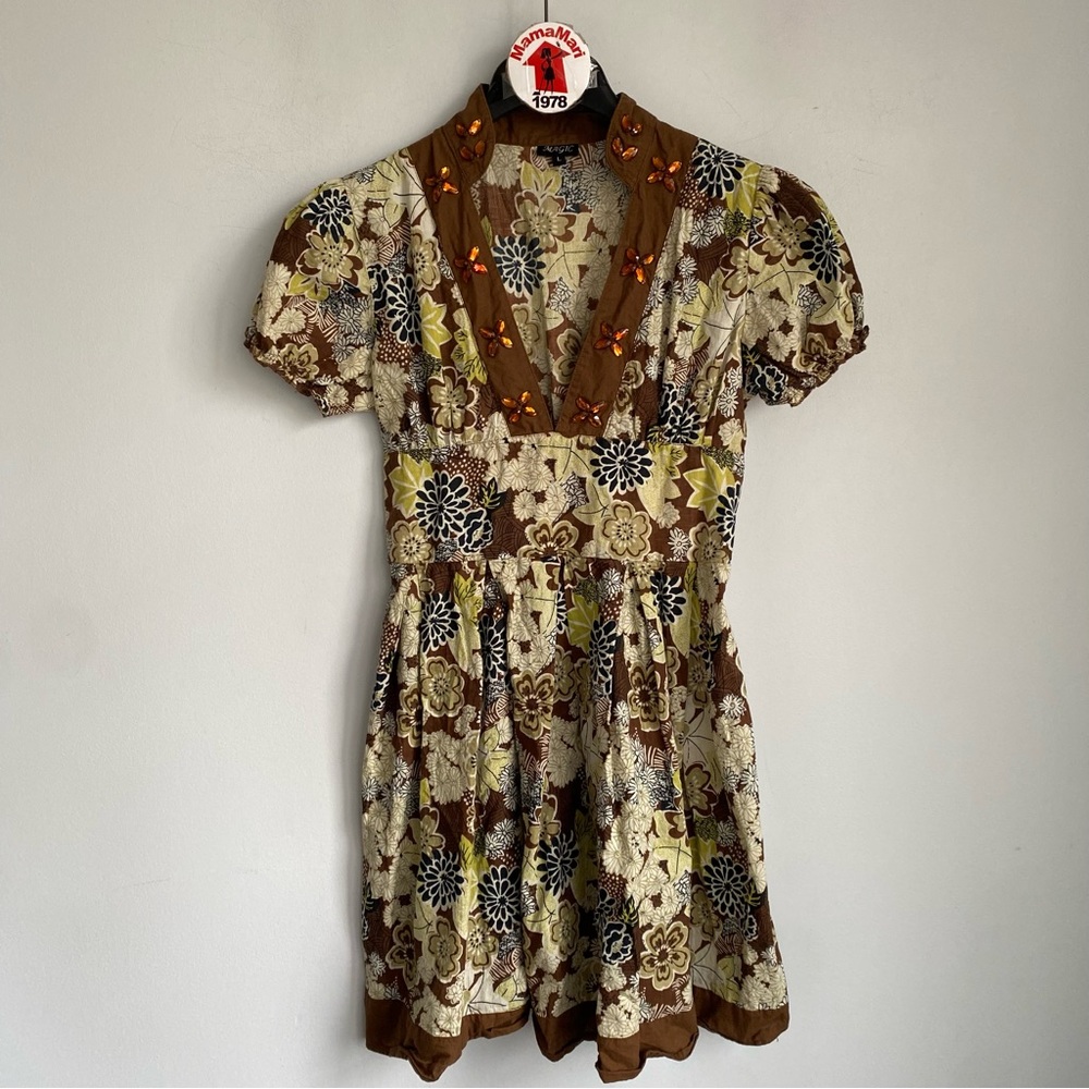 MAGIC Brown Floral Dress Size L